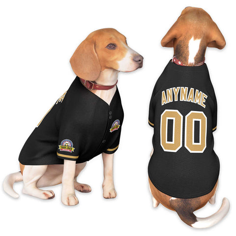 Custom Black Old Gold-White Classic Style Dog Jersey