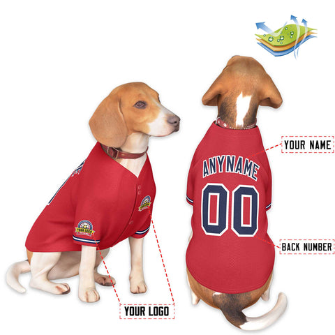 Custom Red Navy-White Classic Style Dog Jersey