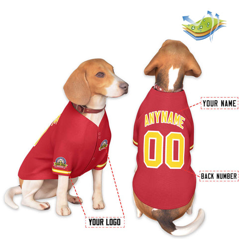 Custom Red Gold-White Classic Style Dog Jersey