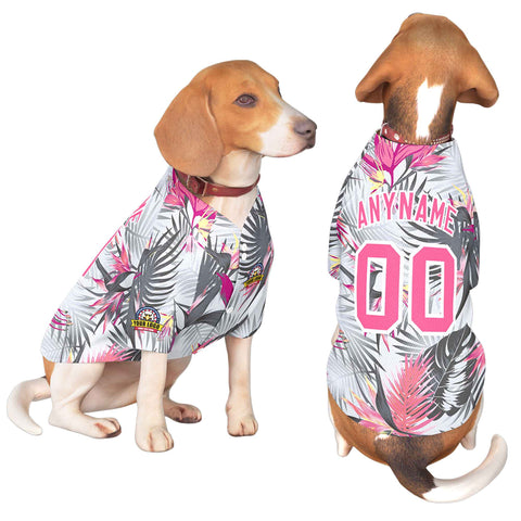 Custom Pink White Graffiti Pattern Dog Jersey
