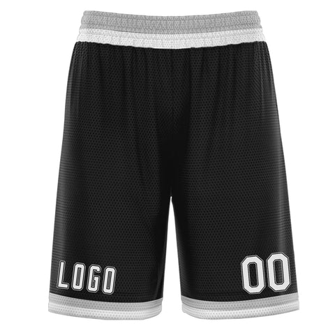 Custom Black White Grey Basketball Shorts