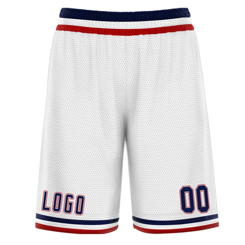 Custom White Navy Basketball Shorts