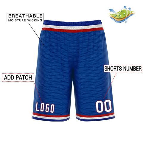 Custom Blue White Red Basketball Shorts