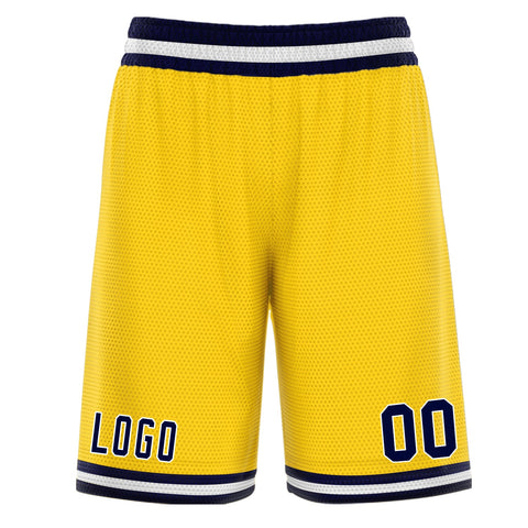 Custom Yellow Black Athletic Basketball Shorts
