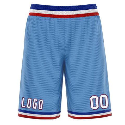 Custom Light Blue White Basketball Shorts