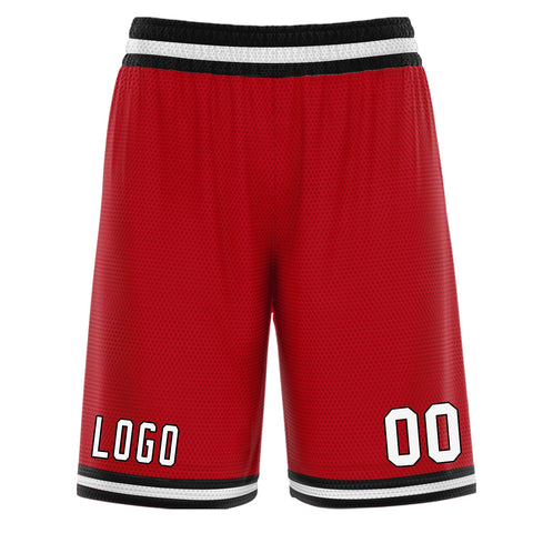 Custom Red Black White Basketball Shorts