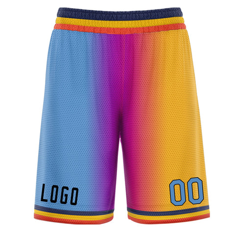 Custom Blue Pink Yellow Gradient Fashion Basketball Shorts