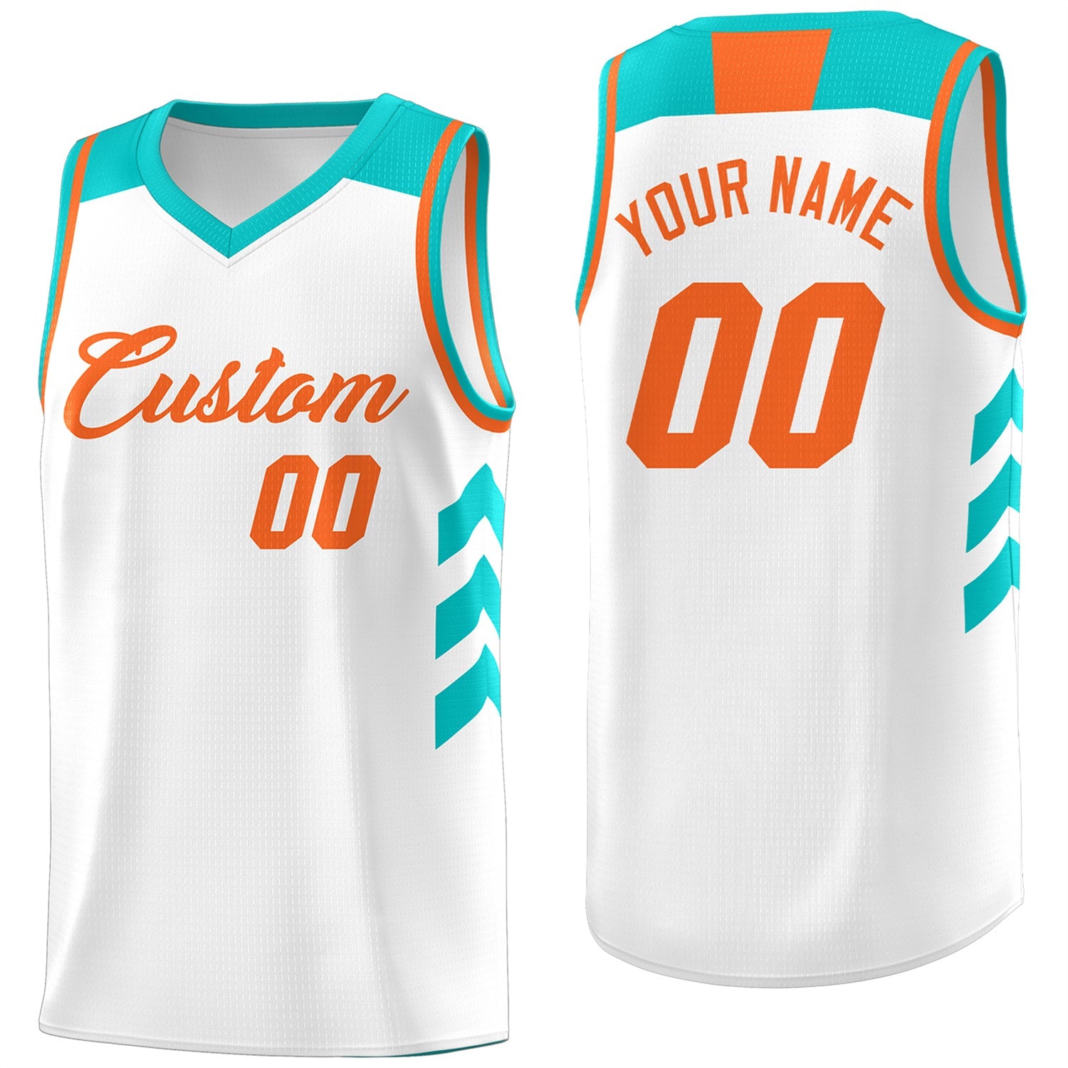 KXK Custom White Orange Double Side Sets Basketball Jersey