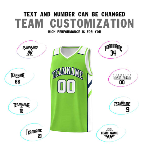 Custom Neon Green White-Navy Classic Sets Sports Uniform Basketball Jersey