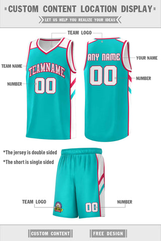 Custom Aqua White-Red Classic Sets Sports Uniform Basketball Jersey