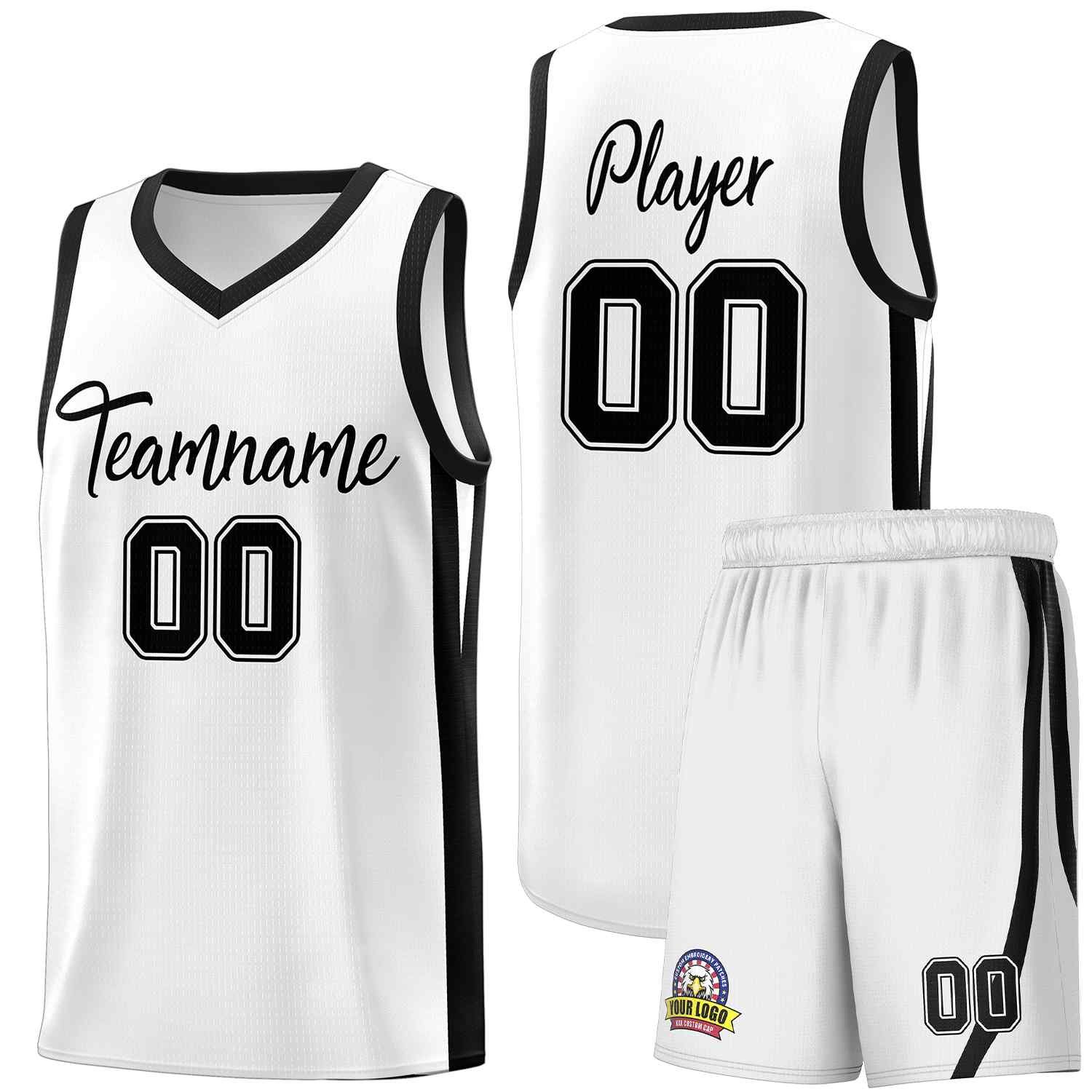 HKsportswear Custom Basketball Jerseys - Black & White Home and Away - Old School Style - Includes Team Name, Player Name and Player Number