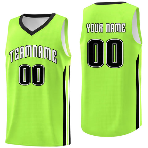 Custom Neon Green Black-White Classic Tops Sport Game Basketball Jersey