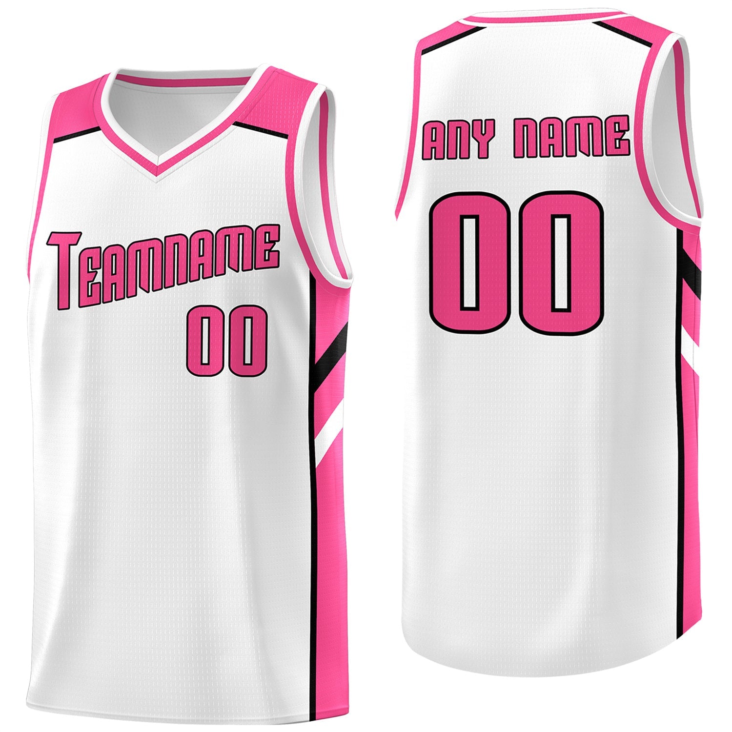 KXK Custom White Pink Double Side Sets Basketball Jersey