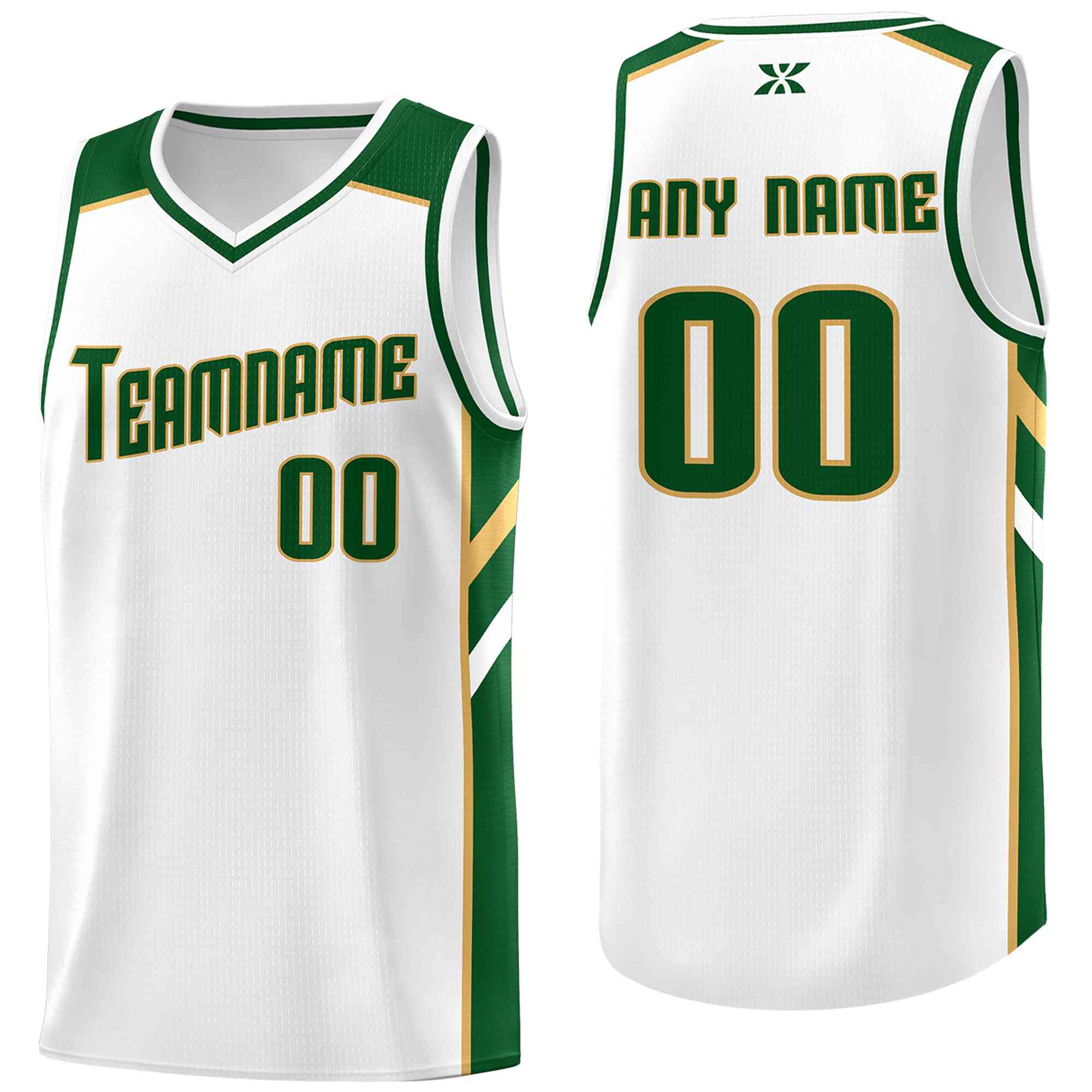 FANSIDEA Custom Gold Black Pinstripe Green-Cream Authentic Basketball Jersey Men's Size:2XL