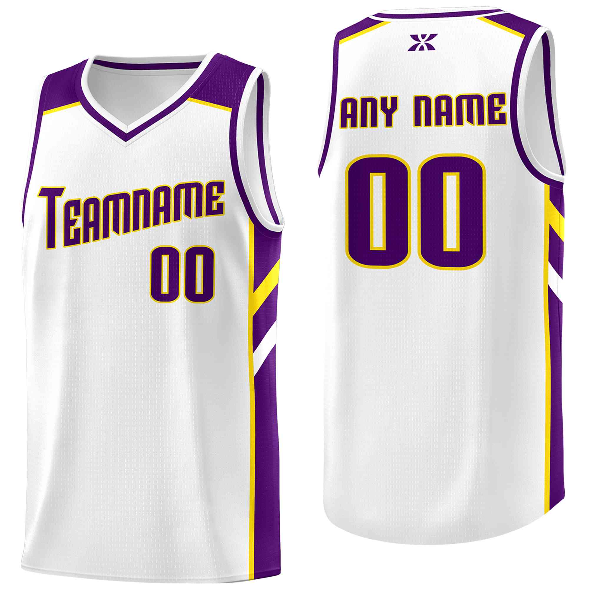 FANSIDEA Custom White Purple-Gold Authentic Split Fashion Basketball Jersey Men's Size:3XL