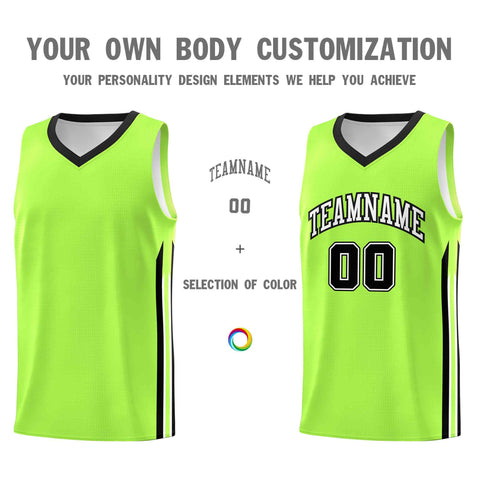 Custom Neon Green White-Black Classic Sets Sports Uniform Basketball Jersey