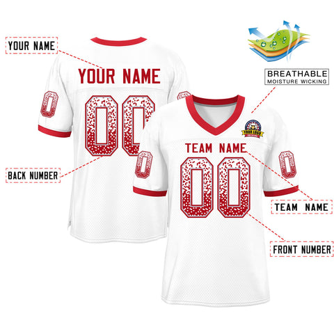 Custom White Red-Silver Drift Fashion Mesh Authentic Football Jersey