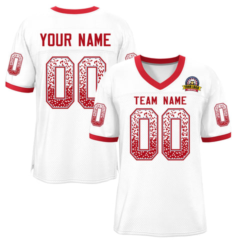 Custom White Red-Silver Drift Fashion Mesh Authentic Football Jersey