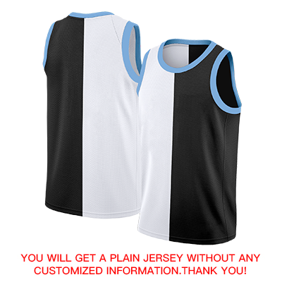 Custom Black White-Blue Split Fashion Tops Basketball Jersey