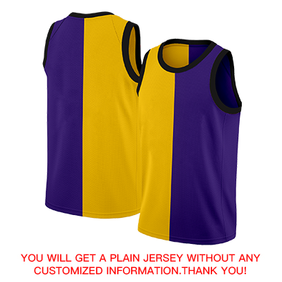 Custom Yellow Purple-Black Split Fashion Tops Basketball Jersey