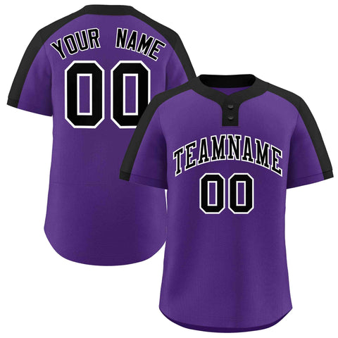 Custom Purple Black-White Classic Style Authentic Two-Button Baseball Jersey