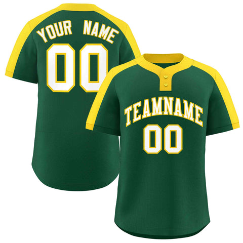 Custom Green White-Gold Classic Style Authentic Two-Button Baseball Jersey
