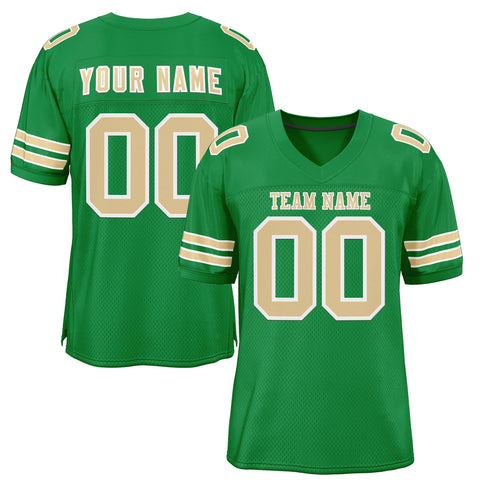 Custom Grass Green Gold-White Classic Style Mesh Authentic Football Jersey