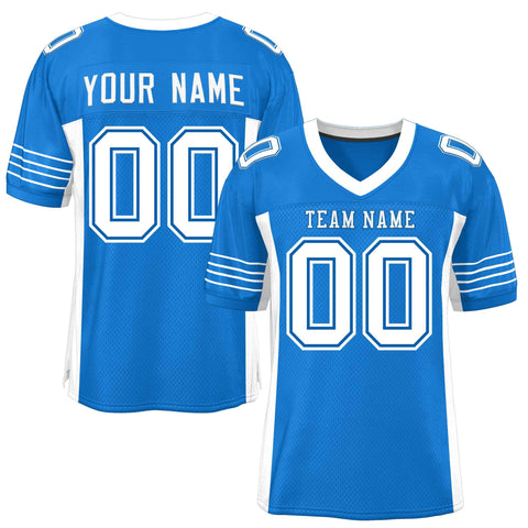 Custom Panther Blue White Insert Color Design Mesh Authentic Football Jersey
