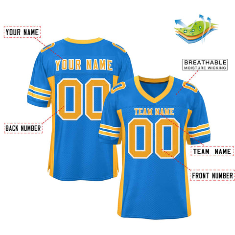 Custom Panther Blue Yellow Insert Color Design Mesh Authentic Football Jersey