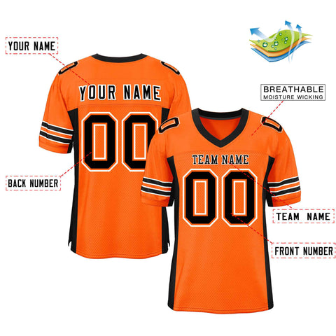 Custom Orange Black Insert Color Design Mesh Authentic Football Jersey