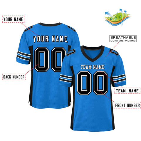 Custom Panther Blue Black Insert Color Design Mesh Authentic Football Jersey