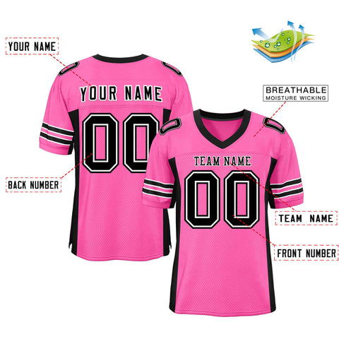 Custom Pink Black Insert Color Design Mesh Authentic Football Jersey