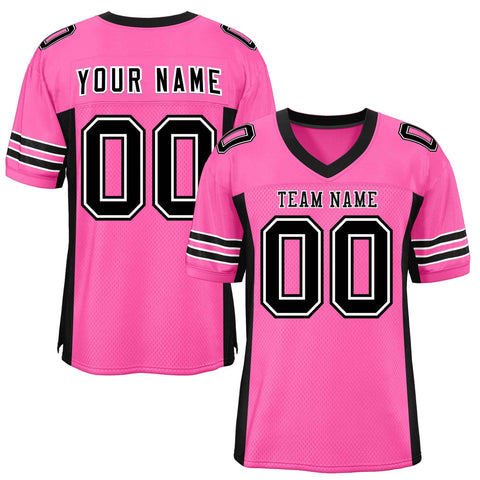 Custom Pink Black Insert Color Design Mesh Authentic Football Jersey