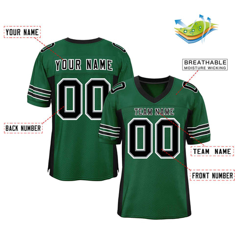 Custom Green Black Insert Color Design Mesh Authentic Football Jersey