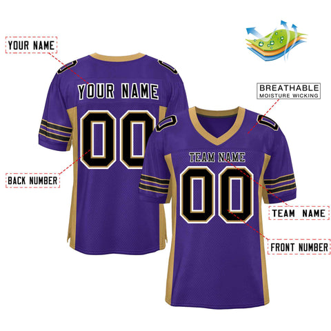 Custom Purple Old Gold Insert Color Design Mesh Authentic Football Jersey