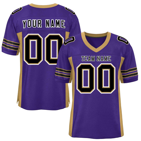 Custom Purple Old Gold Insert Color Design Mesh Authentic Football Jersey