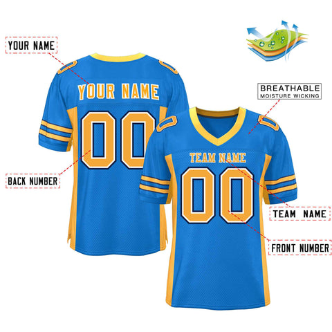 Custom Panther Blue Yellow Insert Color Design Mesh Authentic Football Jersey