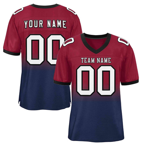 Custom Cardinal Navy White-Black Gradient Fashion Outdoor Authentic Football Jersey