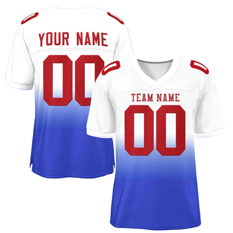 Custom White Royal Red-White Gradient Fashion Outdoor Authentic Football Jersey
