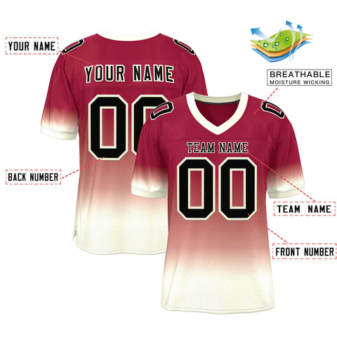 Custom Crimson Cream-Black Gradient Fashion Personalized Team Football Jersey