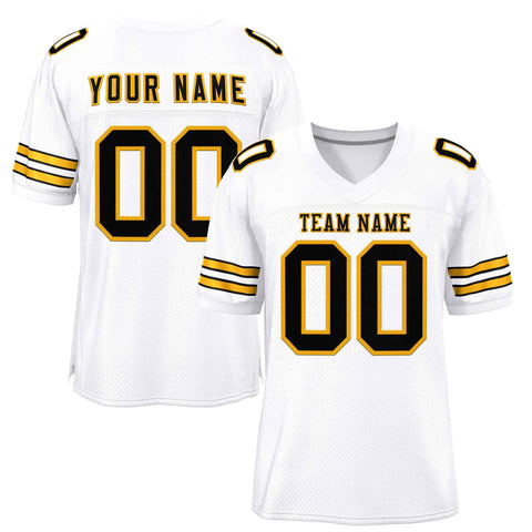 Custom White Black-Yellow Classic Style Authentic Football Jersey