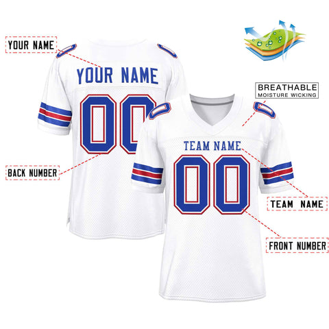 Custom White Royal-White Classic Style Authentic Football Jersey