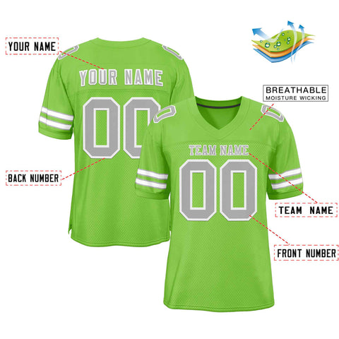Custom Neon Green Gray-White Classic Style Authentic Football Jersey