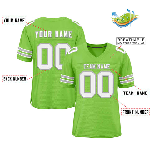 Custom Neon Green White-Gray Classic Style Authentic Football Jersey