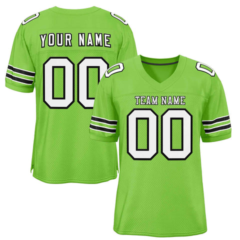 Custom Neon Green White-Black Classic Style Authentic Football Jersey