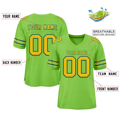 Custom Neon Green Gold-Kelly Green Classic Style Authentic Football Jersey