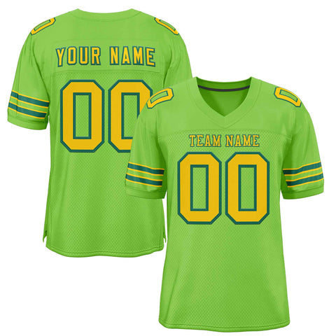 Custom Neon Green Gold-Kelly Green Classic Style Authentic Football Jersey