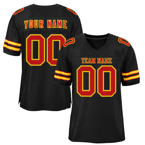 Custom Black Red-Gold Classic Style Authentic Football Jersey