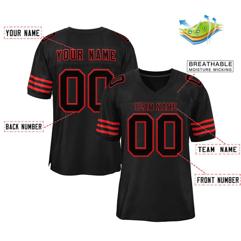 Custom Black Black-Red Classic Style Authentic Football Jersey
