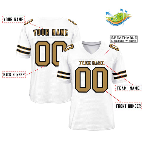 Custom White Old Gold-Black Classic Style Authentic Football Jersey